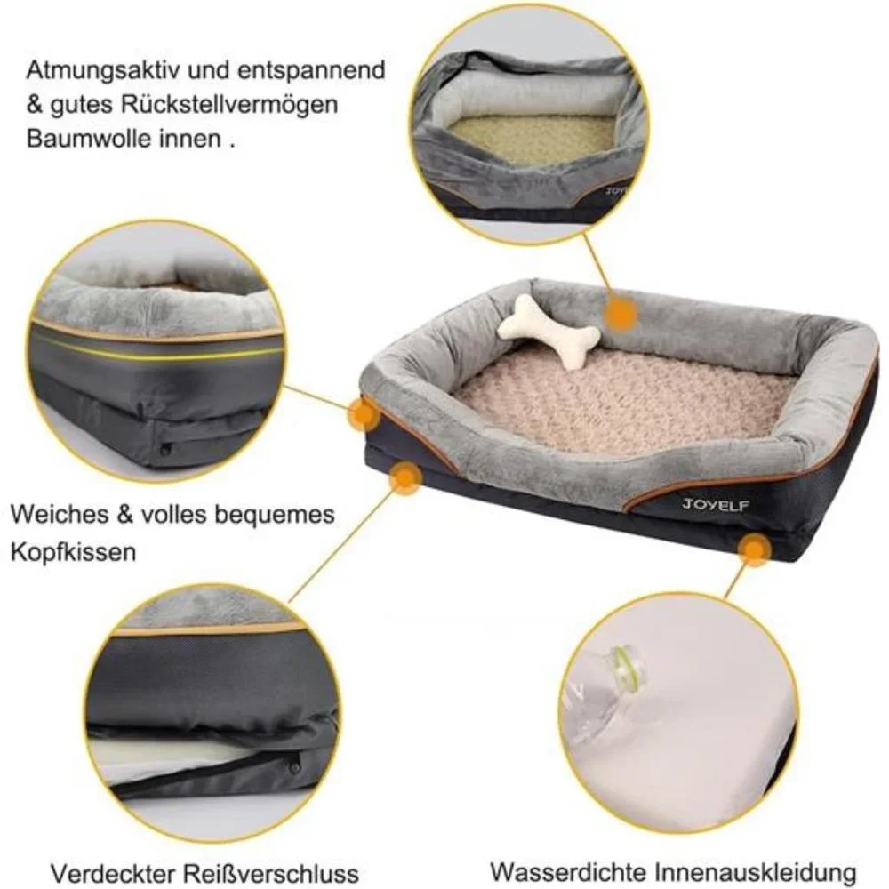 Large Memory Foam Dog Bed, Orthopedic Dog Bed & Sofa w/ Removable Washable Cover